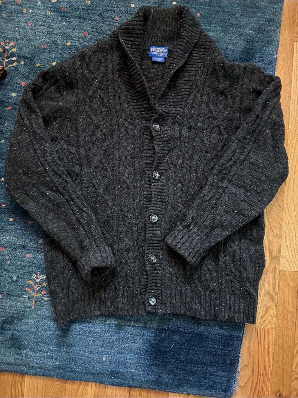 Pendleton Men's Black Shawl Collar Cable-Knit Cardigan